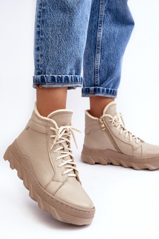 réchauffer Peau Bottes pour femmes avec une plateforme beige Lemar Jevette