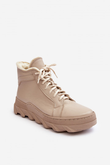 opInarmen Leer Dameslaarzen met platform beige Lemar Jevette 2