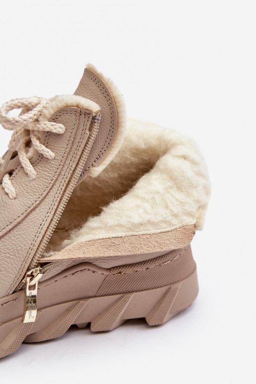 opInarmen Leer Dameslaarzen met platform beige Lemar Jevette