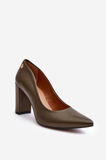Leer Schoenen met hakken Laura Messi 2624/227 kaki kleuren 2