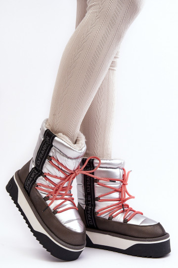 Bottes de neige Féminin Sur une semelle épaisse Végétalien D.Franklin DFSH371006 couleur argent 2