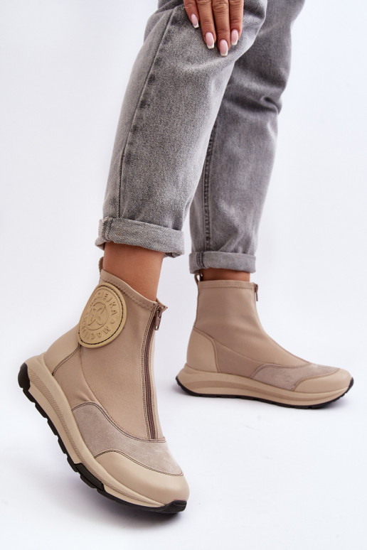 Bottes pour femmes avec fermetures éclair Il fautciejka 06297-22 beige Bottes pour femmes avec fermetures éclair Il fautciejka 06297-22 beige