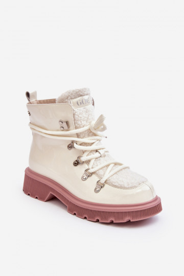 mit Lackeffekt Haut Stiefel Schuhe Feminin GOE MM2N4083 Zueiße Farbe