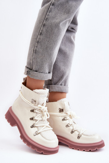 Bottines vernies en cuir pour femmes GOE MM2N4083 blanches 2