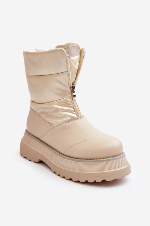 Schneestiefel Feminin Auf dicker Sohle mit Reißverschlüssen GOE MM2N4079 Beige Schneestiefel Feminin Auf dicker Sohle mit Reißverschlüssen GOE MM2N4079 Beige