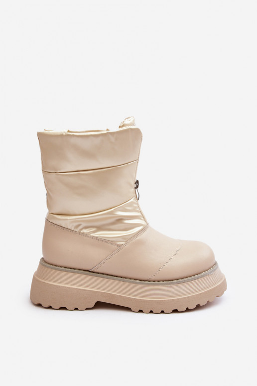 Bottes de neige Féminin Sur une semelle épaisse avec fermetures éclair GOE MM2N4079 beige