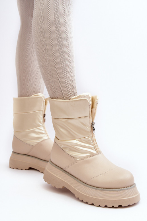 Bottes de neige Féminin Sur une semelle épaisse avec fermetures éclair GOE MM2N4079 beige