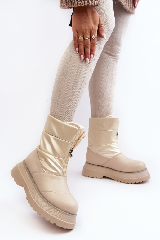 Bottes de neige Féminin Sur une semelle épaisse avec fermetures éclair GOE MM2N4079 beige