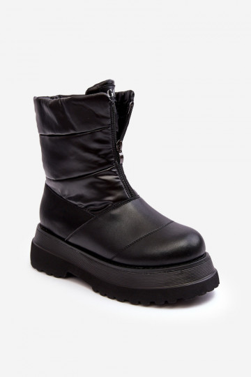 Bottes de neige pour femmes avec semelle épaisse et fermetures éclair GOE MM2N4078 noires