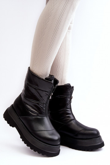 Bottes de neige Féminin Sur une semelle épaisse avec fermetures éclair GOE MM2N4078 couleur noire 2