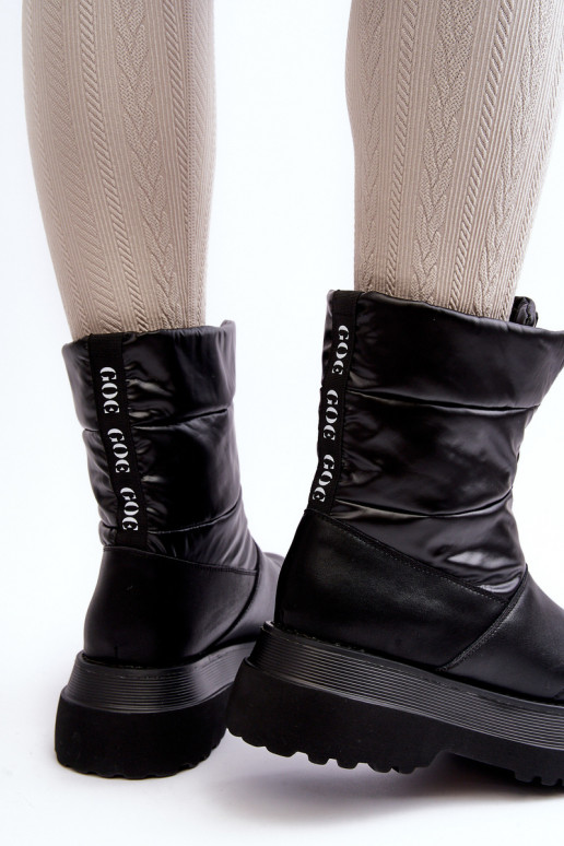 Bottes de neige Féminin Sur une semelle épaisse avec fermetures éclair GOE MM2N4078 couleur noire