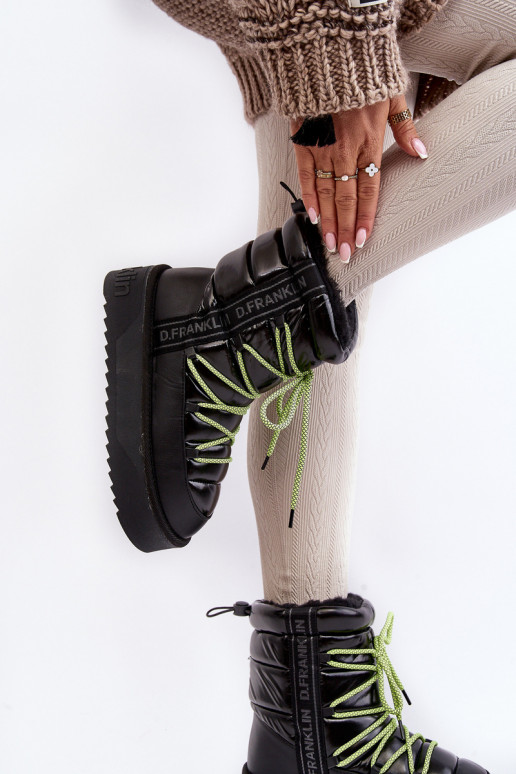 Bottes de neige Féminin Sur une semelle épaisse Végétalien D.Franklin DFSH371007 couleur noire