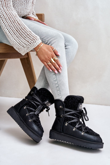 Bottes de neige avec une plateforme Végétalien D.Franklin DFSH370004 couleur noire