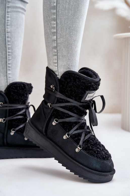 Schneestiefel mit einer Plattform Vegan D.Franklin DFSH370004 schZuarze Farbe