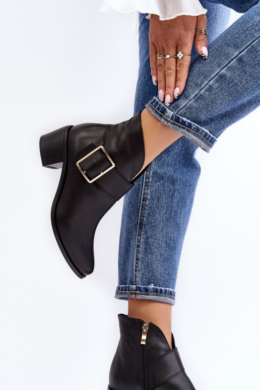 Leer Dameslaarzen met lage hakken met gespen zInart Liliane