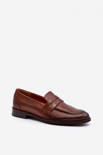 Männlich Haut Schuhe Mokassins Zazoo 1570/1 braune Farbe