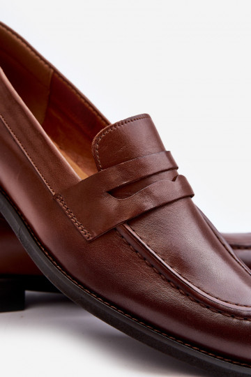 Männlich Haut Schuhe Mokassins Zazoo 1570/1 braune Farbe 2