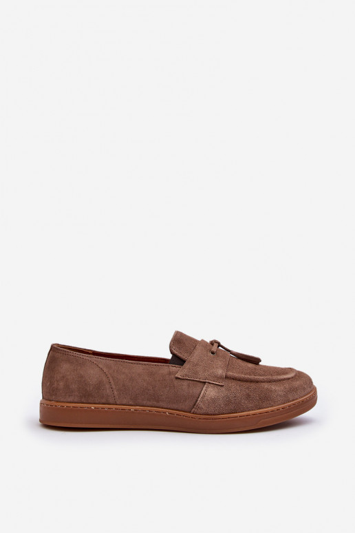 Mâle en daim Mocassins chaussures Zazoo 1566 marron Mâle en daim Mocassins chaussures Zazoo 1566 marron