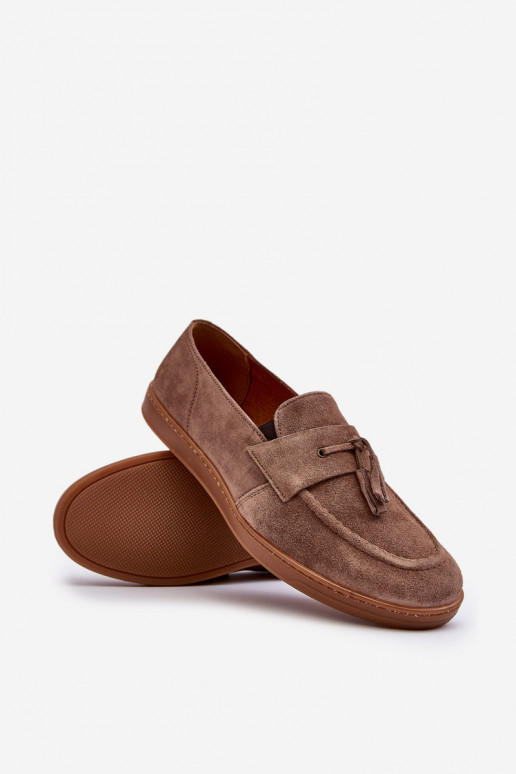 Het heeftnnen van suède Mocassins schoenen Zazoo 1566 bruine kleur Het heeftnnen van suède Mocassins schoenen Zazoo 1566 bruine kleur