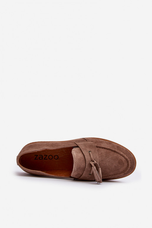 Mâle en daim Mocassins chaussures Zazoo 1566 marron Mâle en daim Mocassins chaussures Zazoo 1566 marron