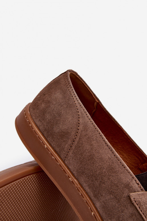 Mâle en daim Mocassins chaussures Zazoo 1566 marron Mâle en daim Mocassins chaussures Zazoo 1566 marron