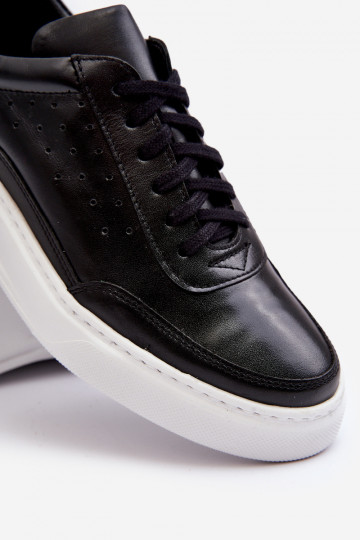 Männlich Turnschuhe Haut Zazoo 1544 schZuarze Farbe 2
