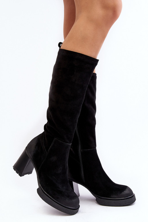 en daim bottes pour femmes avec des talons Contre la route Lemar couleur noire Ceraxa en daim bottes pour femmes avec des talons Contre la route Lemar couleur noire Ceraxa