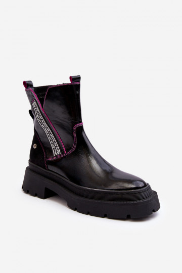 Bottines en cuir pour femmes style desert 06236-15 couleur noire 2