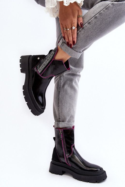 Peau Féminin Bottes Il fautciejka 06236-15 couleur noire Peau Féminin Bottes Il fautciejka 06236-15 couleur noire