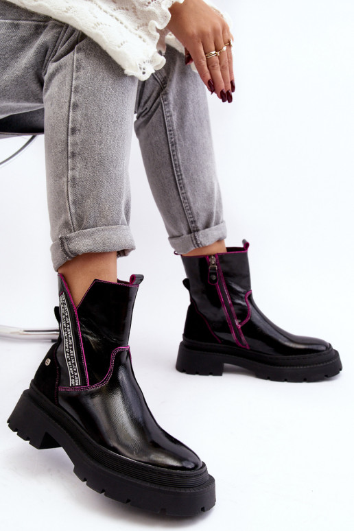 Peau Féminin Bottes Il fautciejka 06236-15 couleur noire Peau Féminin Bottes Il fautciejka 06236-15 couleur noire