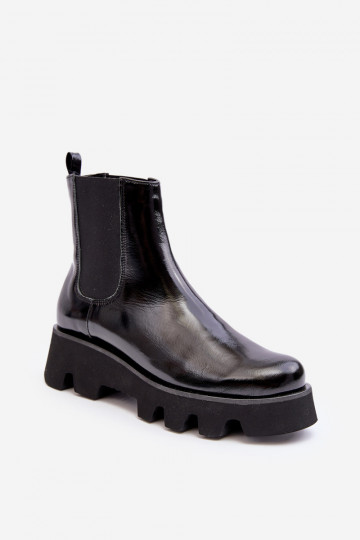 bottes élégantes Féminin Peau avec des semelles massives à la mode Laura Messi 2571 couleur noire