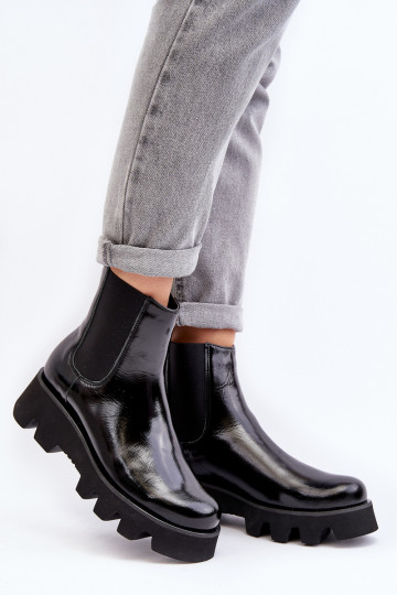 bottes élégantes Féminin Peau avec des semelles massives à la mode Laura Messi 2571 couleur noire 2