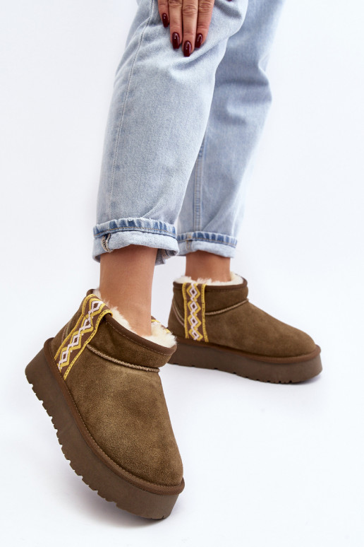 Peau en daim Bottes de neige Féminin couleur verte Vebissat