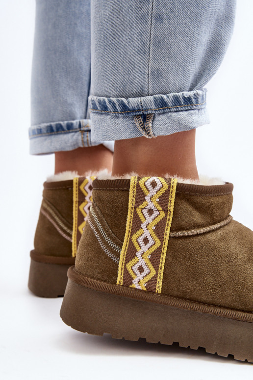 Peau en daim Bottes de neige Féminin couleur verte Vebissat