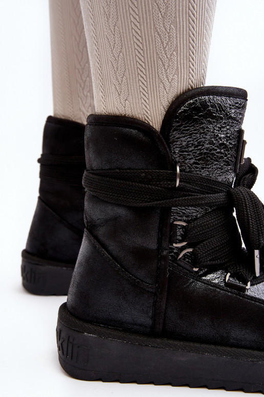 Féminin Bottes de neige avec des détails élégants D.Franklin DFSH370006 couleur noire