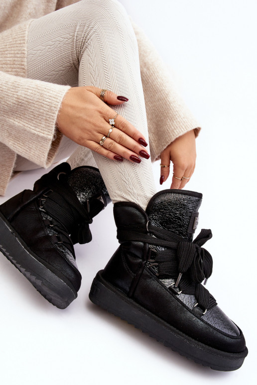 Féminin Bottes de neige avec des détails élégants D.Franklin DFSH370006 couleur noire