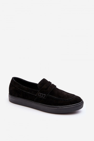 Mocassins en suédine pour hommes Zazoo 1574 couleur noire