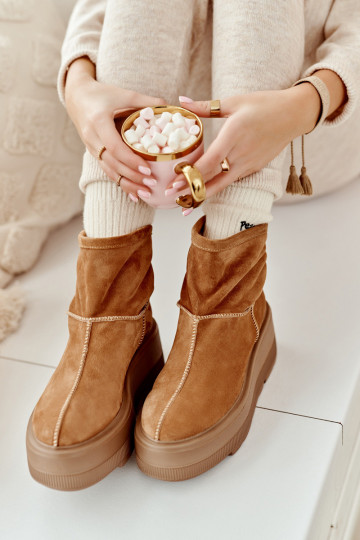 Peau Féminin Bottes avec des semelles massives à la mode marron Zazoo 3424