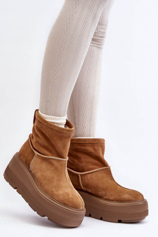 Peau Féminin Bottes avec des semelles massives à la mode marron Zazoo 3424 Peau Féminin Bottes avec des semelles massives à la mode marron Zazoo 3424