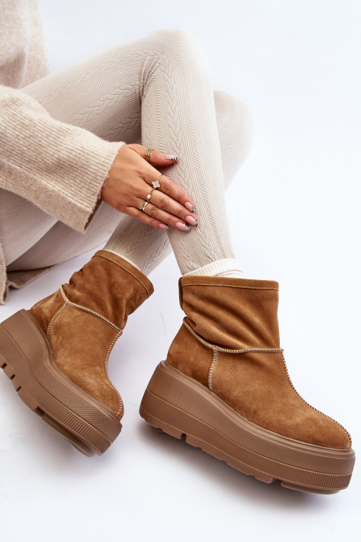 Leer Dames Laarzen met trendy massieve zolen bruine kleur Zazoo 3424 Leer Dames Laarzen met trendy massieve zolen bruine kleur Zazoo 3424