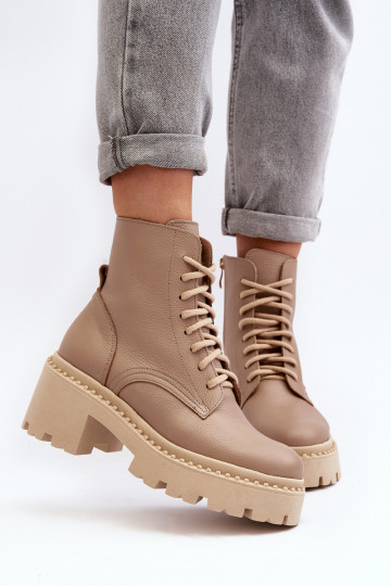 Zazoo 3413 Bottes pour femmes bottes d équitation hautes Sur des talons massifs beige