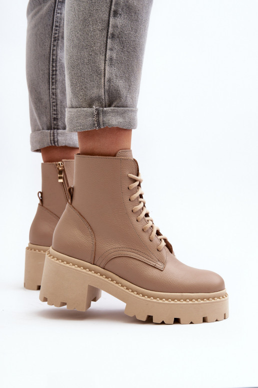 Zazoo 3413 Bottes pour femmes bottes d équitation hautes Sur des talons massifs beige