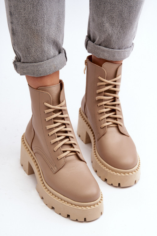 Zazoo 3413 Bottes pour femmes bottes d équitation hautes Sur des talons massifs beige