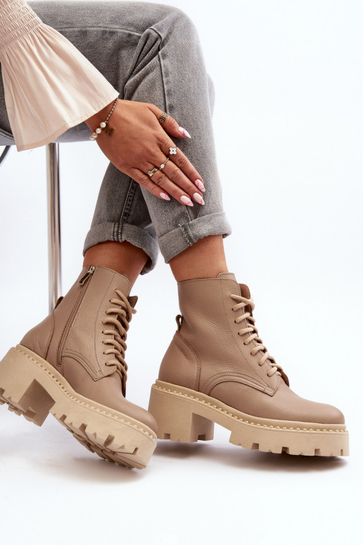 Zazoo 3413 Bottes pour femmes bottes d équitation hautes Sur des talons massifs beige