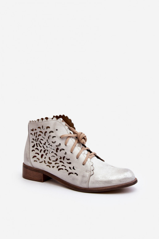 Zazoo 2871 Bottes ajourées Féminin avec des lacets couleur argent Zazoo 2871 Bottes ajourées Féminin avec des lacets couleur argent