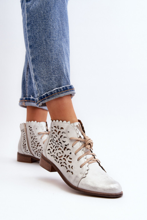 Zazoo 2871 Bottes ajourées Féminin avec des lacets couleur argent Zazoo 2871 Bottes ajourées Féminin avec des lacets couleur argent