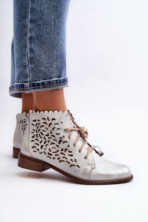 Zazoo 2871 Bottes ajourées Féminin avec des lacets couleur argent Zazoo 2871 Bottes ajourées Féminin avec des lacets couleur argent