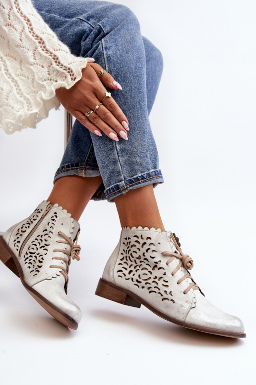 Zazoo 2871 Bottes ajourées Féminin avec des lacets couleur argent Zazoo 2871 Bottes ajourées Féminin avec des lacets couleur argent