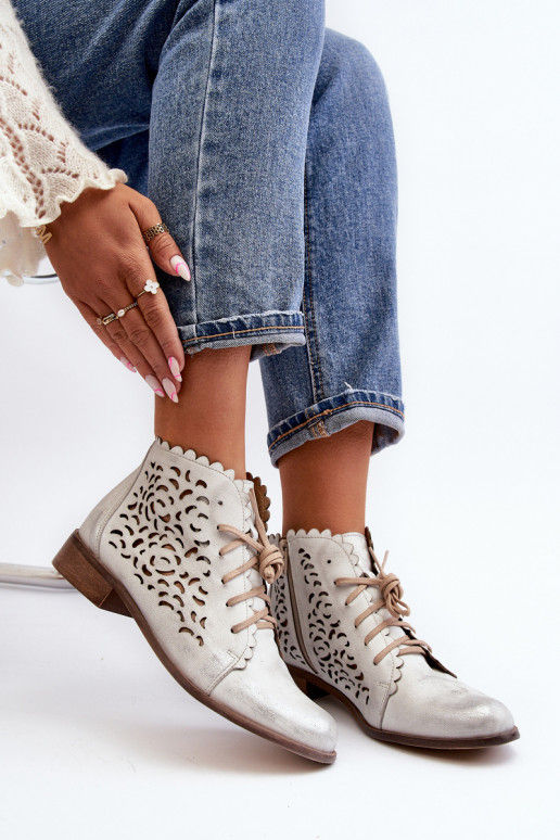 Zazoo 2871 Bottes ajourées Féminin avec des lacets couleur argent Zazoo 2871 Bottes ajourées Féminin avec des lacets couleur argent