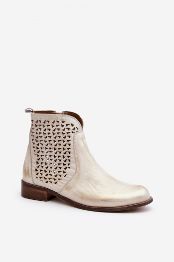 Zazoo 2791 Haut Durchbrochene Stiefel goldene Farbe